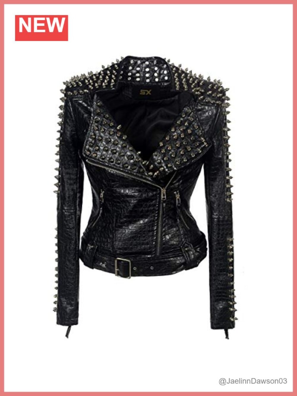 Women's Faux Leather Punk Studded Moto Jacket